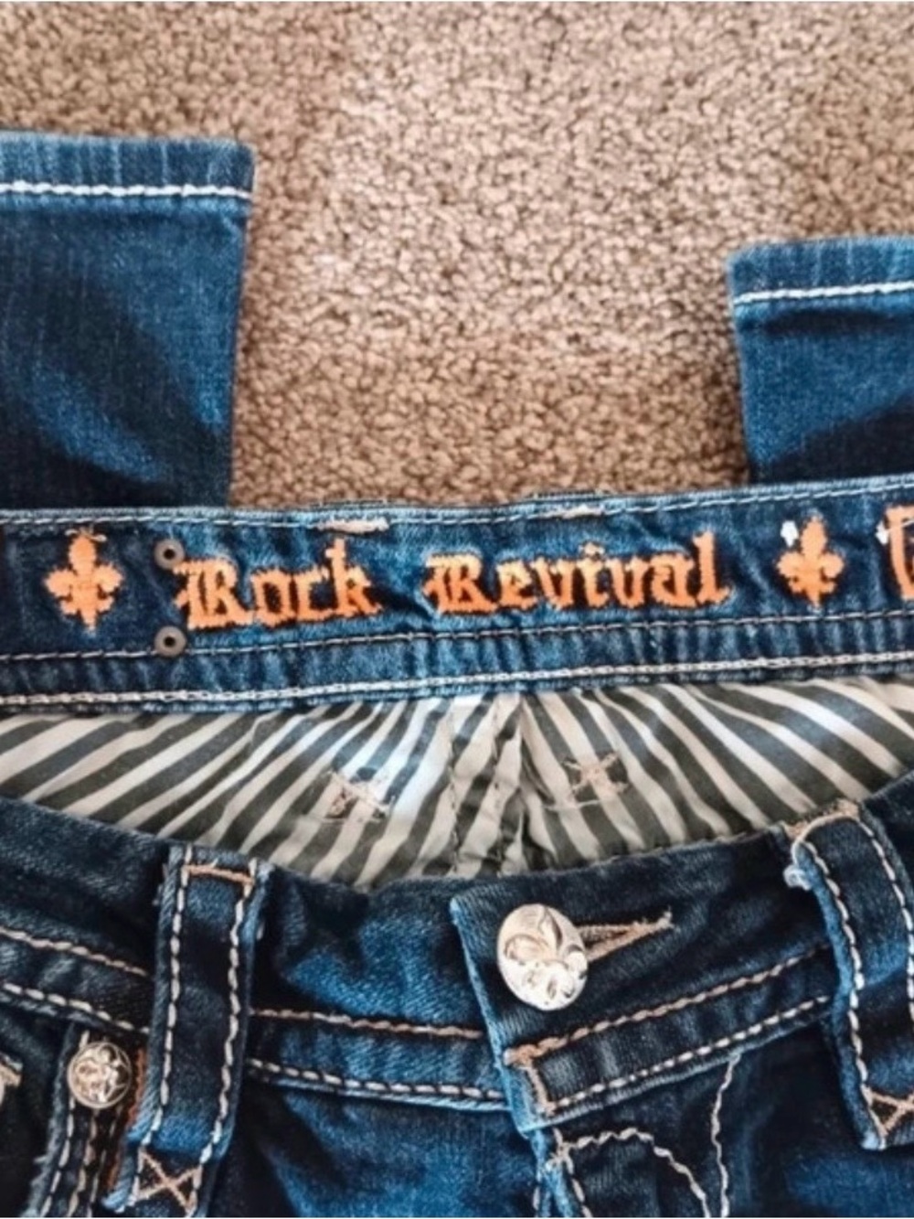 Rock Revival Women's Indigo Denim Jeans with Orange Logo